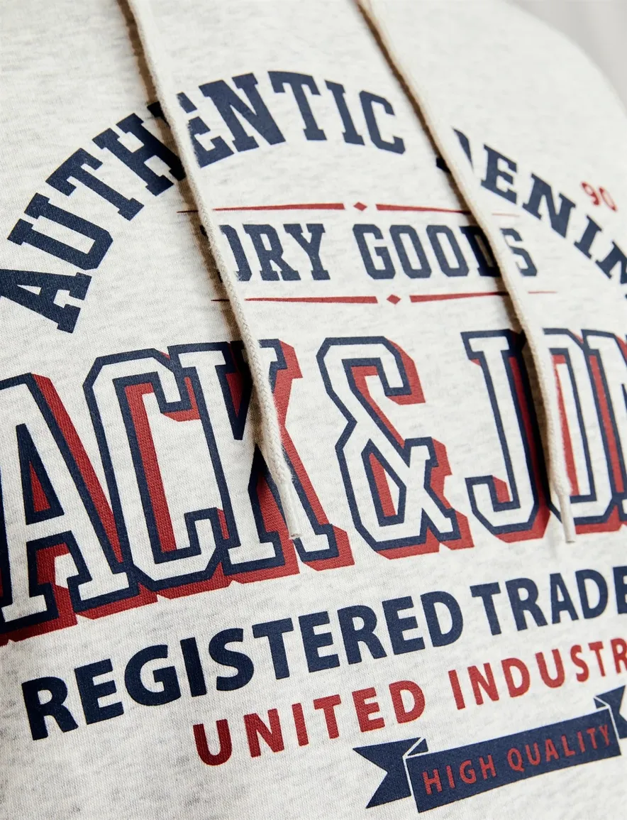 Jack & Jones hoodie wit gemeleerd Plus Size