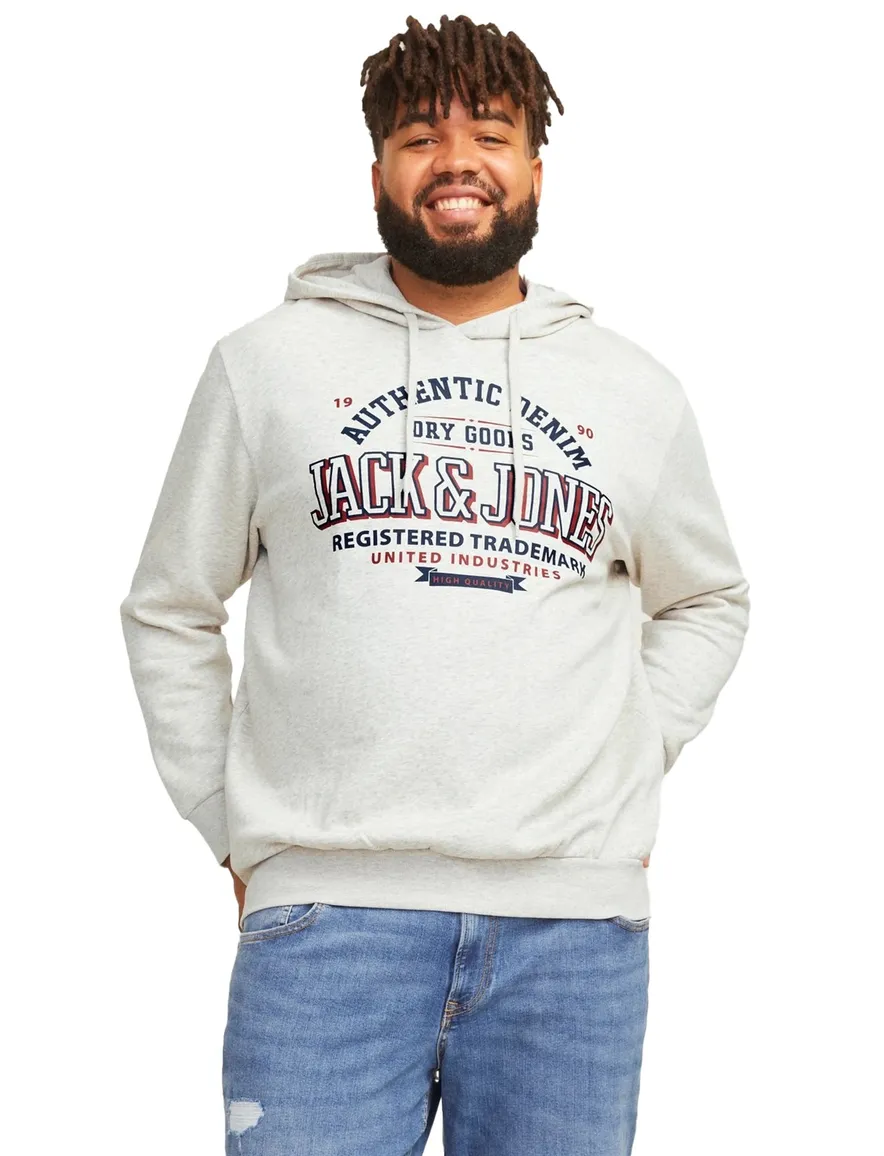 Jack & Jones hoodie gebroken grijs gemêleerd Plus Size