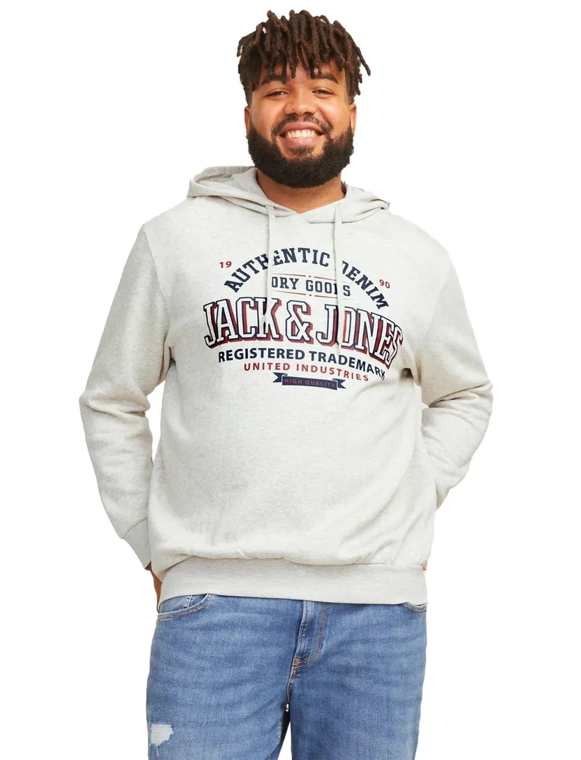 Jack & Jones Plus Size hoodie gebroken grijs gemêleerd