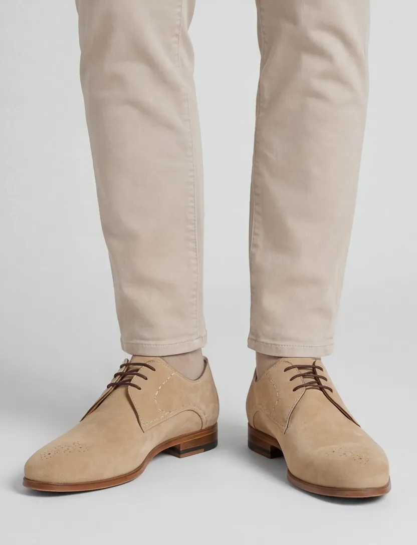 Magnanni suede veterschoenen beige effen