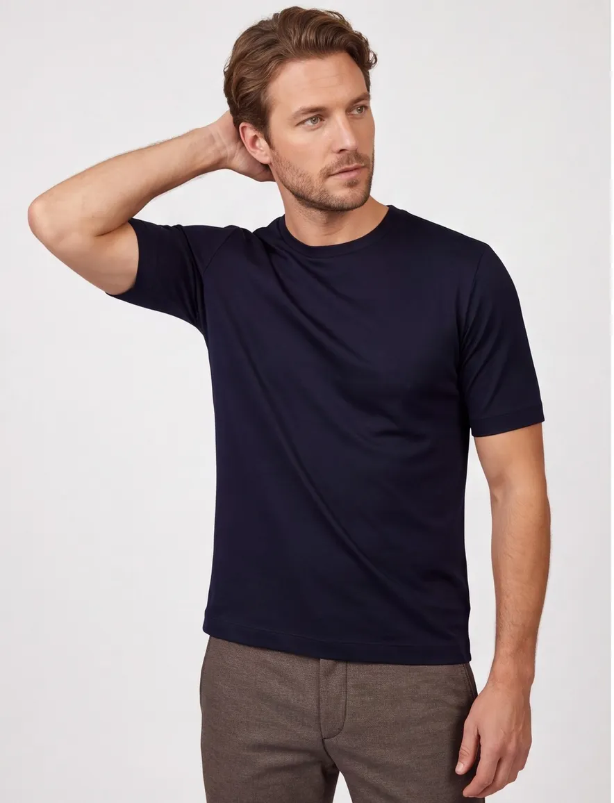 Desoto Luxury Two Ply t-shirt donkerblauw