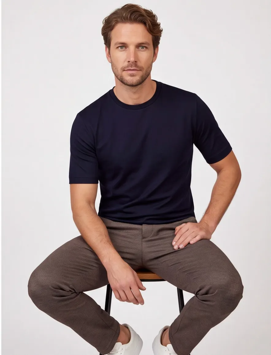 Desoto Luxury Two Ply t-shirt donkerblauw