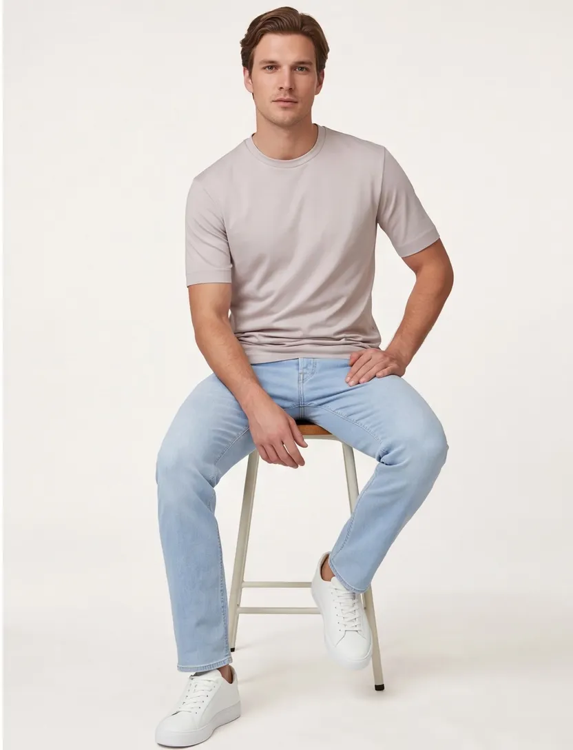 Desoto Luxury Two Ply t-shirt grijs effen