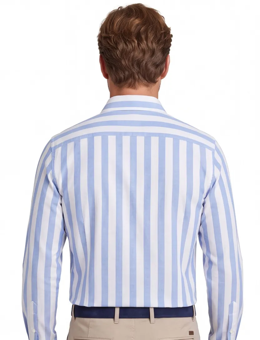 Desoto luxury line slanke fit wit licht blauw gestreept