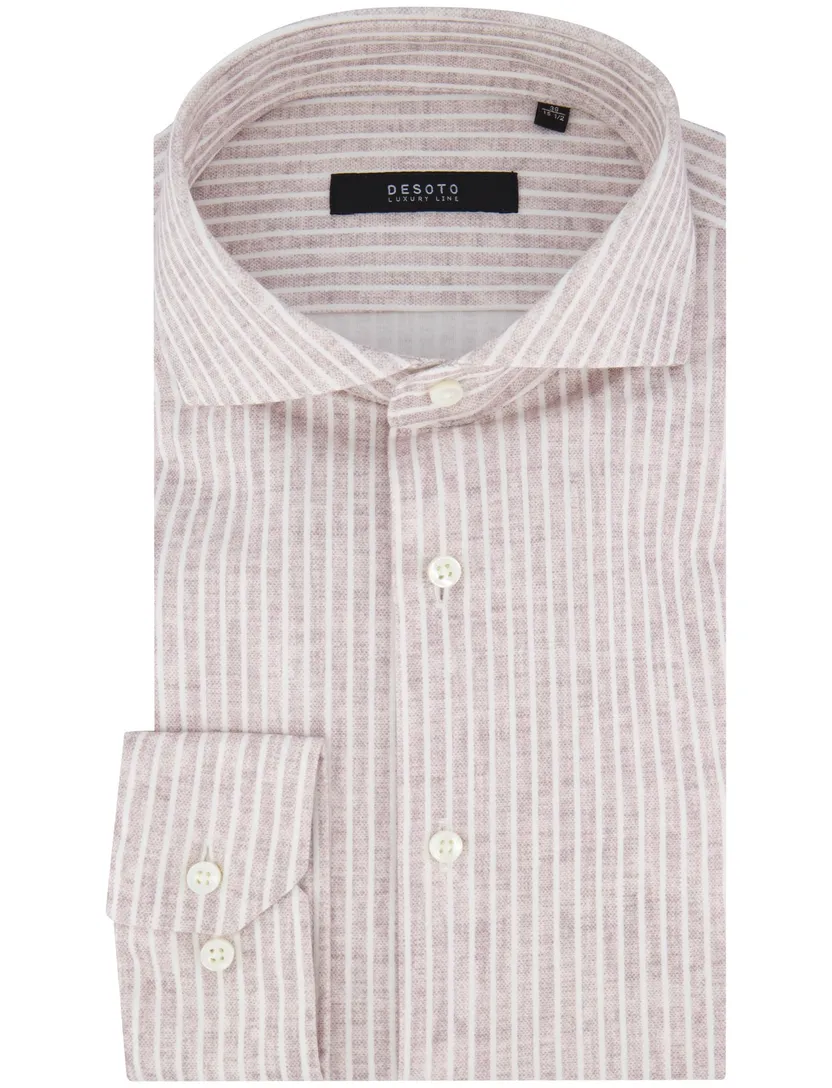 Desoto Luxury line jersey roze wit gestreept strijkvrij katoen