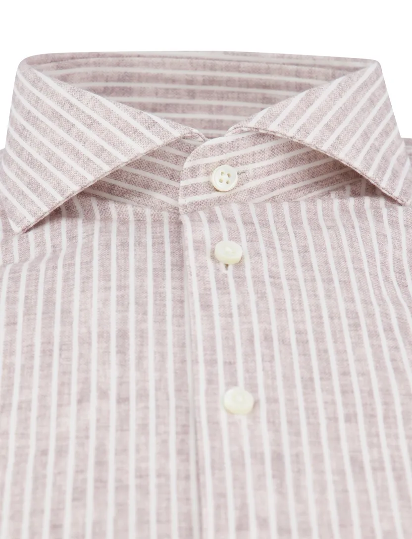 Desoto Luxury line jersey roze wit gestreept strijkvrij katoen