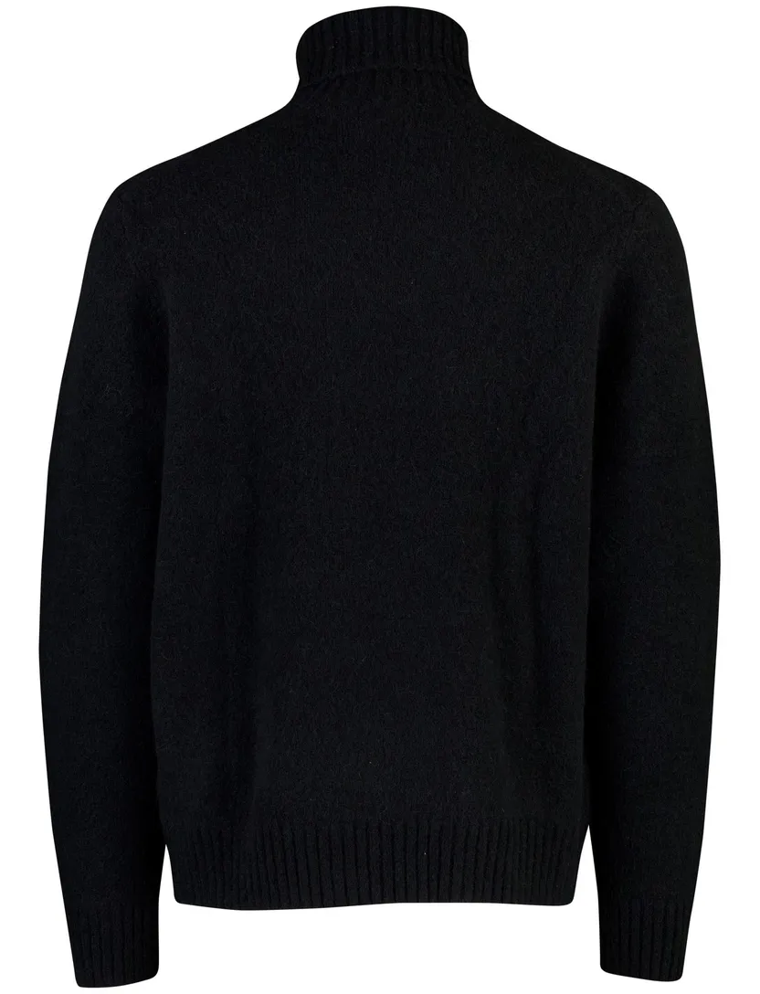 Zwarte wol turtleneck Polo Ralph Lauren Bear gebreide opdruk