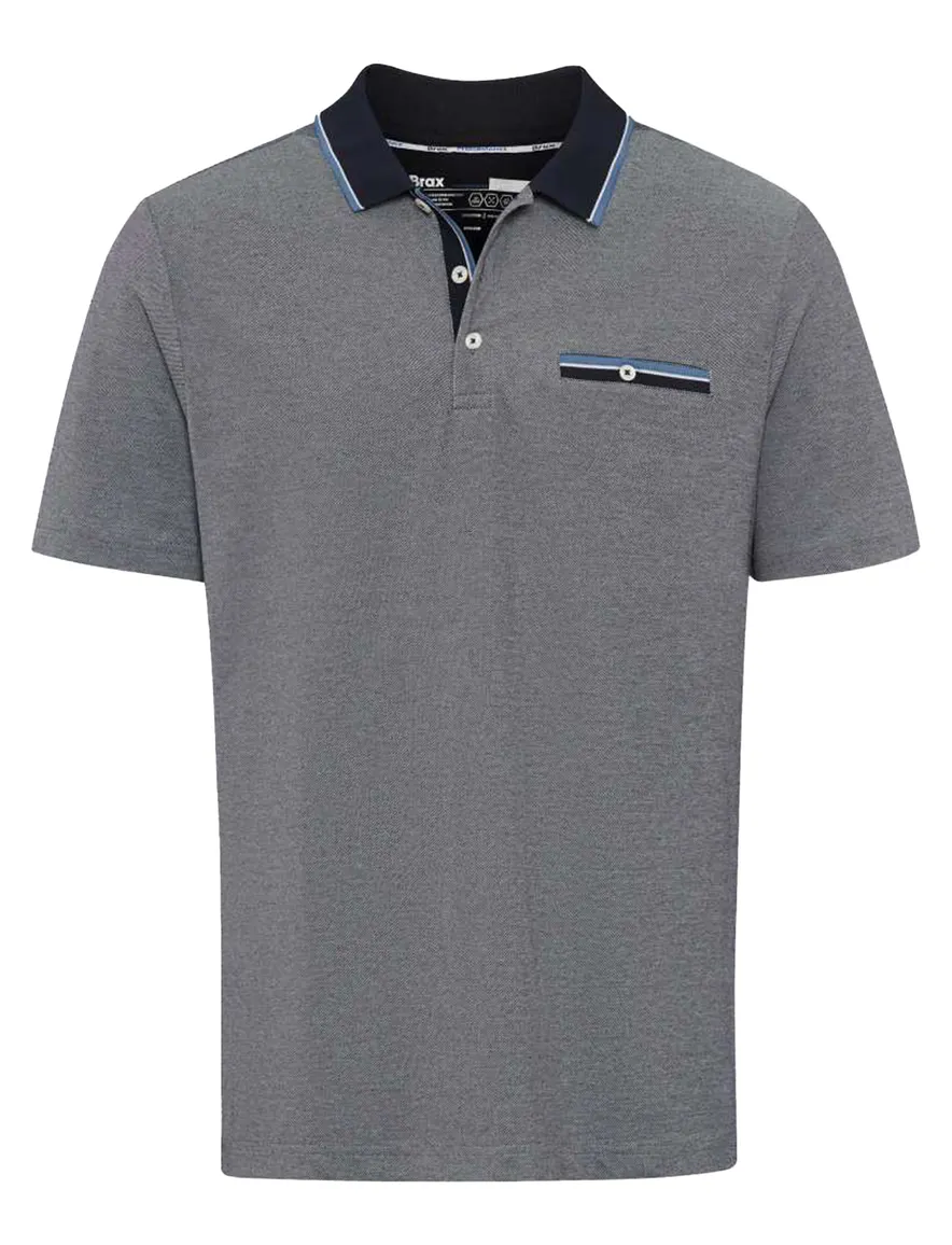 Brax polo donkerblauw katoen effen