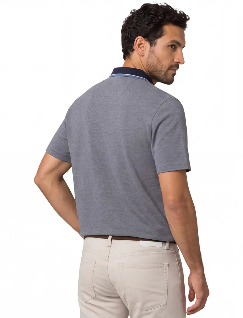 Brax polo donkerblauw katoen effen