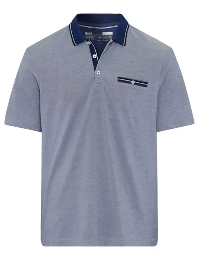 Brax Brax polo blauw korte mouw gemeleerd
