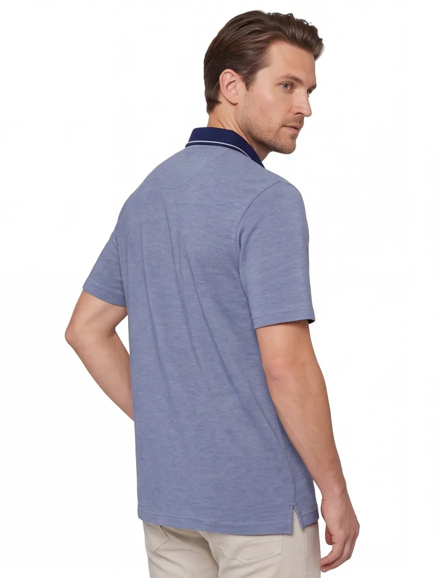 Brax polo blauw korte mouw gemeleerd