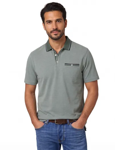 Brax Brax polo groen katoen gemeleerd