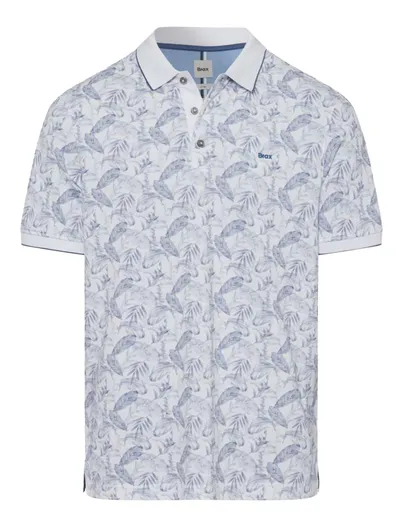 Brax Brax polo wit blauw geprint katoen