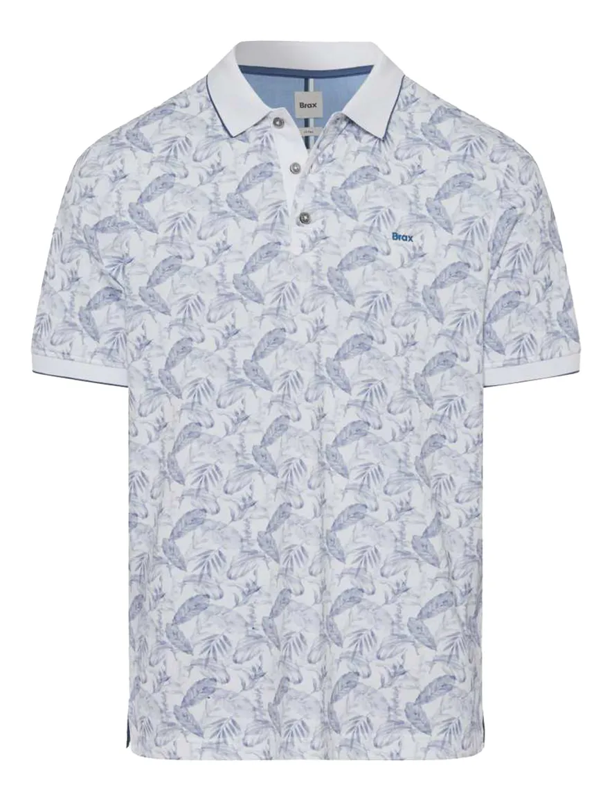 Brax polo wit blauw geprint