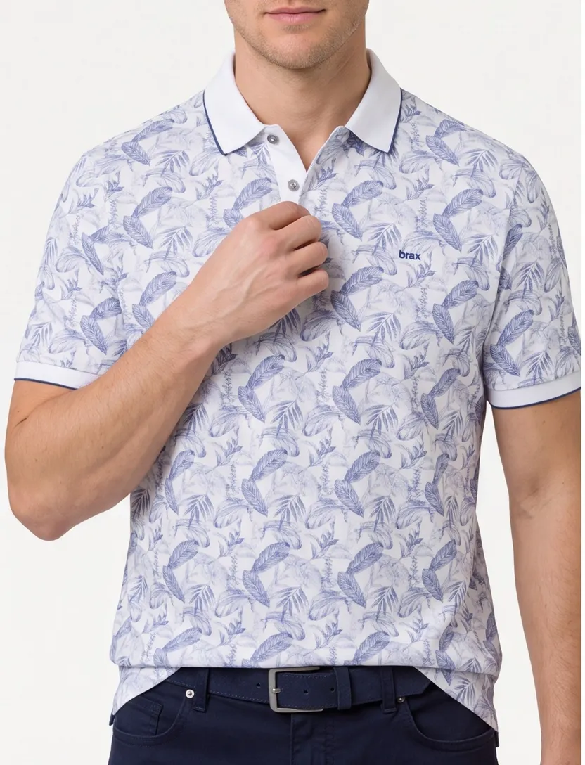 Brax polo blauw printje