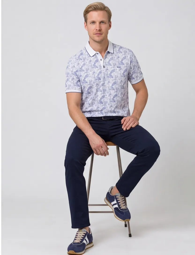 Brax polo blauw printje