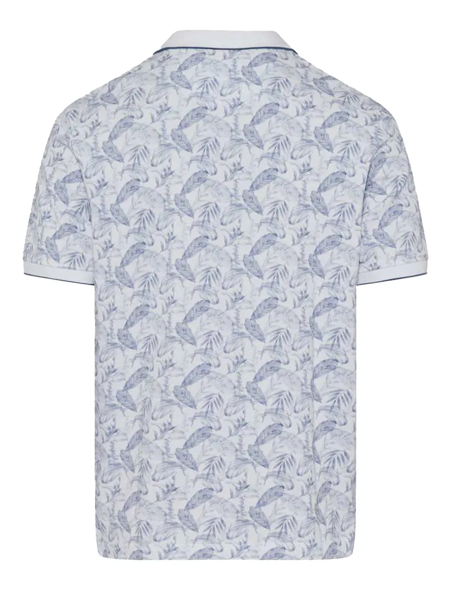 Brax polo wit blauw geprint
