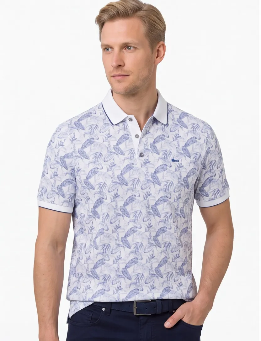 Brax polo blauw printje