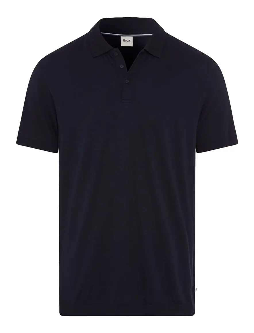 Brax polo donkerblauw effen