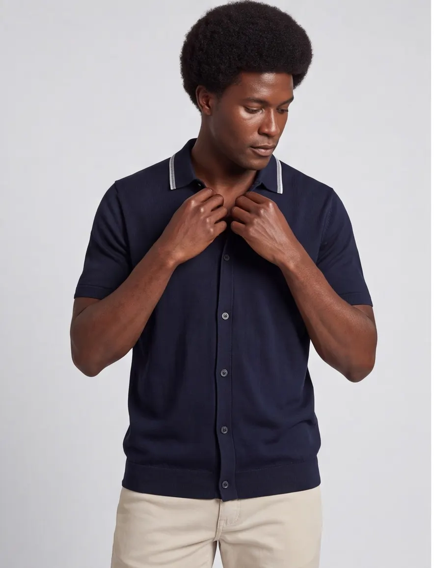 Brax polo donkerblauw effen