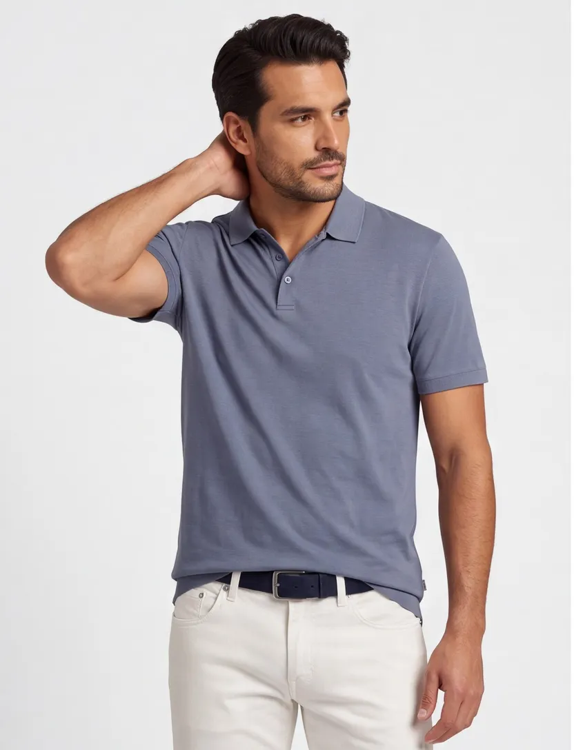 Brax polo blauw katoen