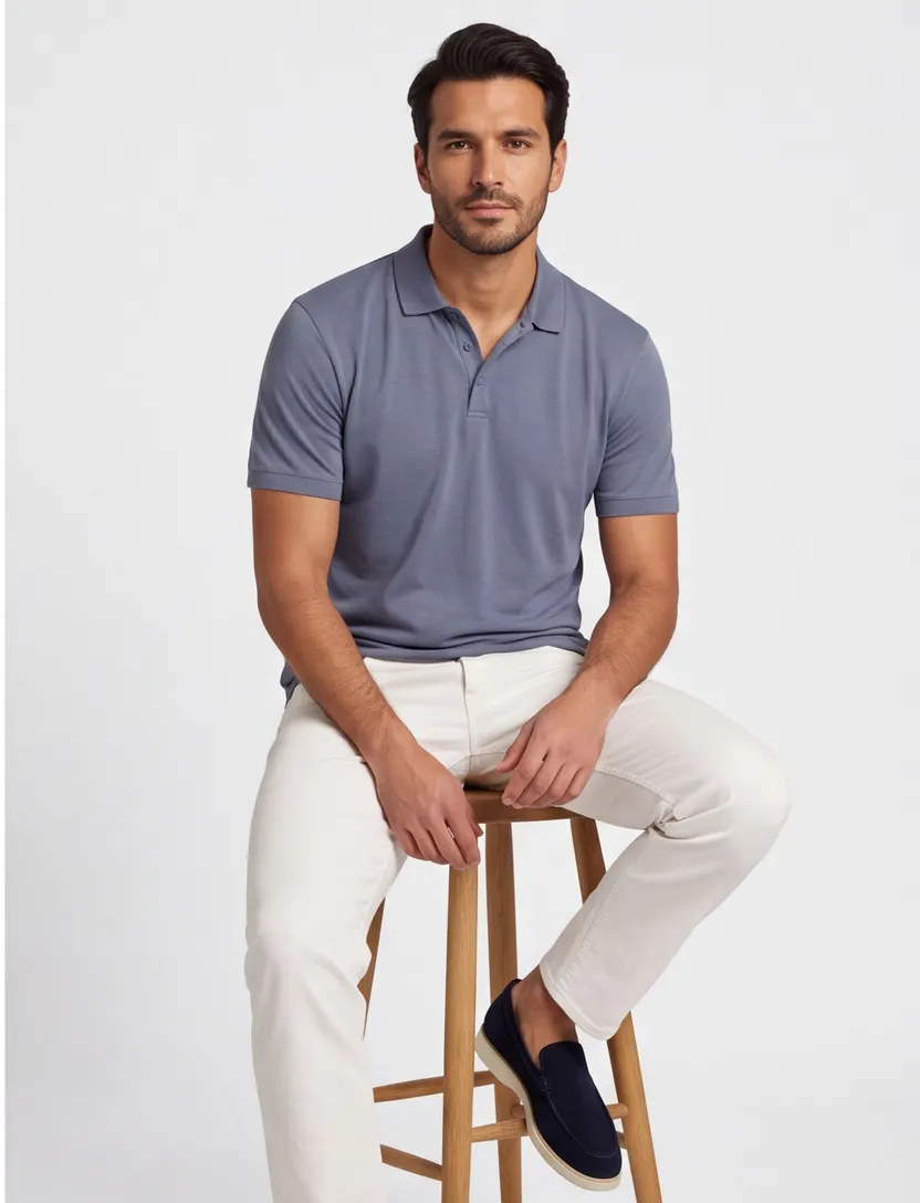 Brax polo blauw katoen