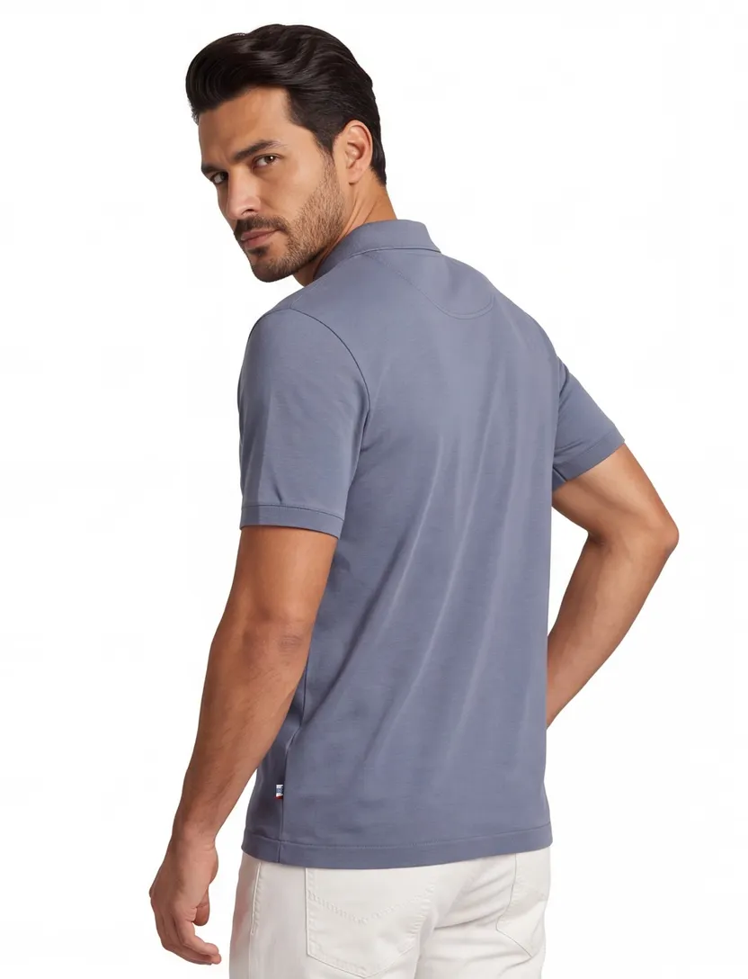 Brax polo blauw katoen
