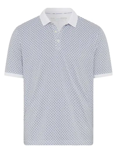 Brax Brax polo wit met blauw print