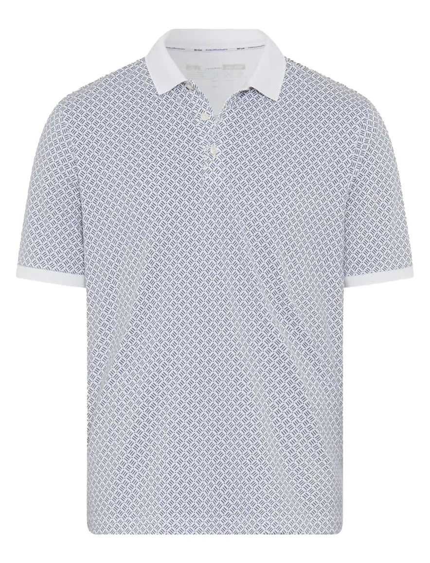 Brax polo wit met blauw print