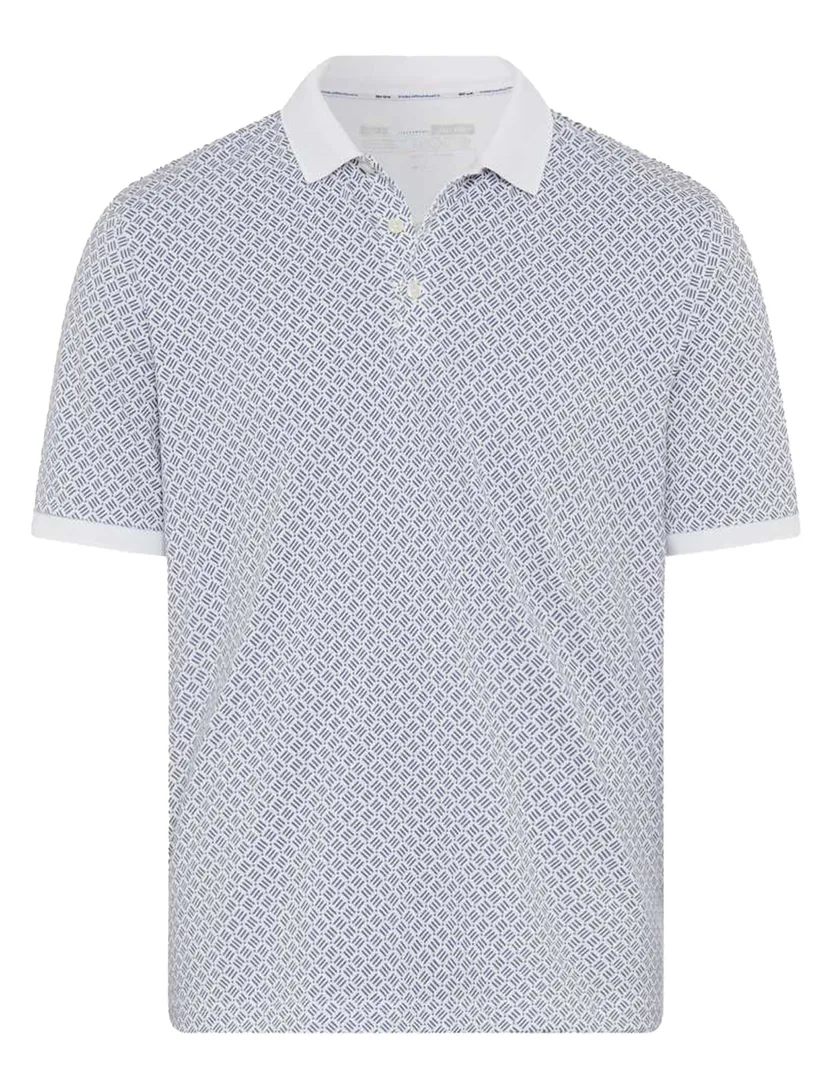 Brax polo wit met blauw printje