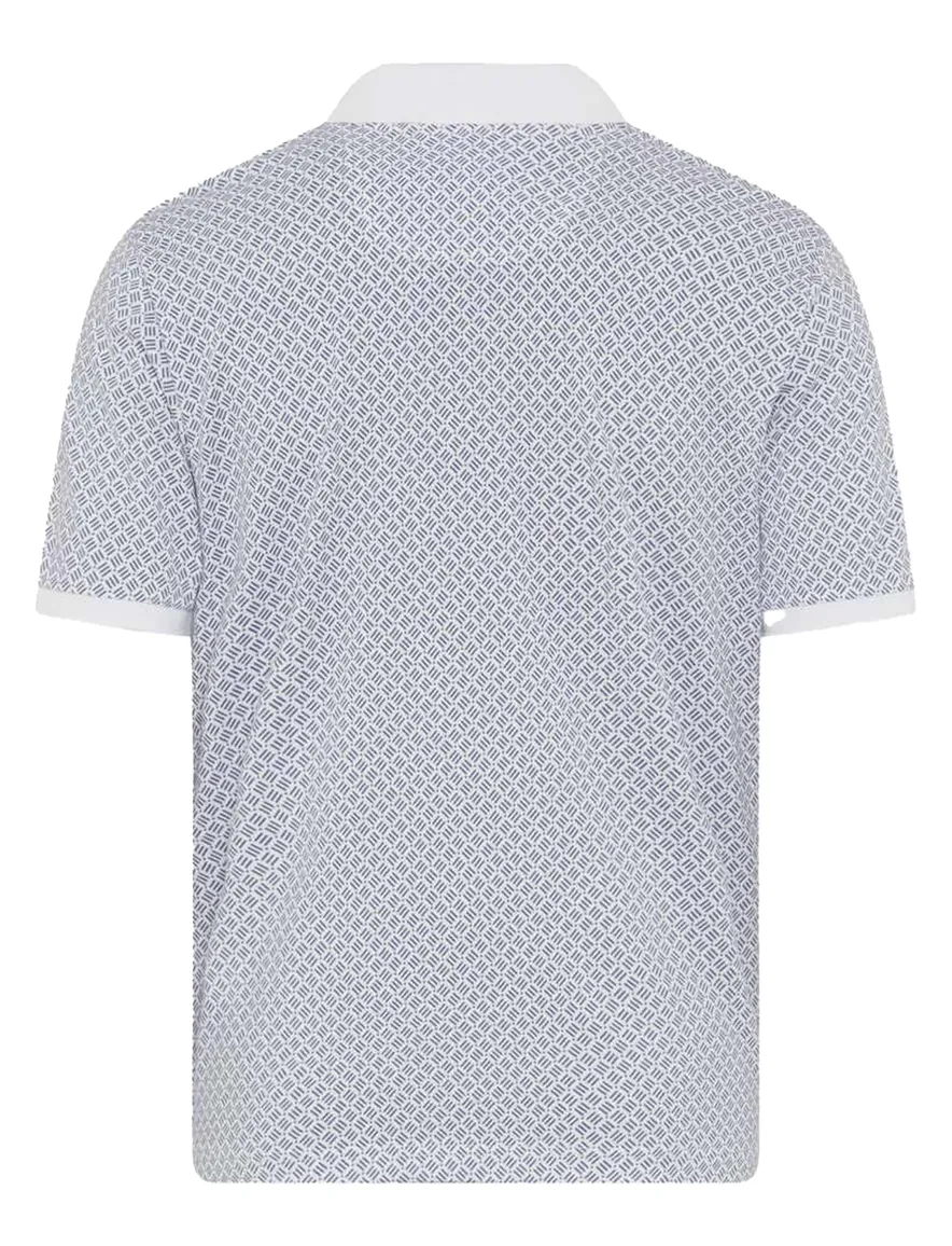 Brax polo wit met blauw print