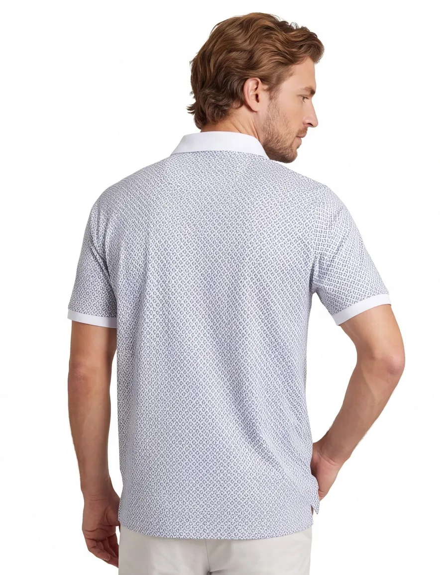 Brax polo wit met blauw print