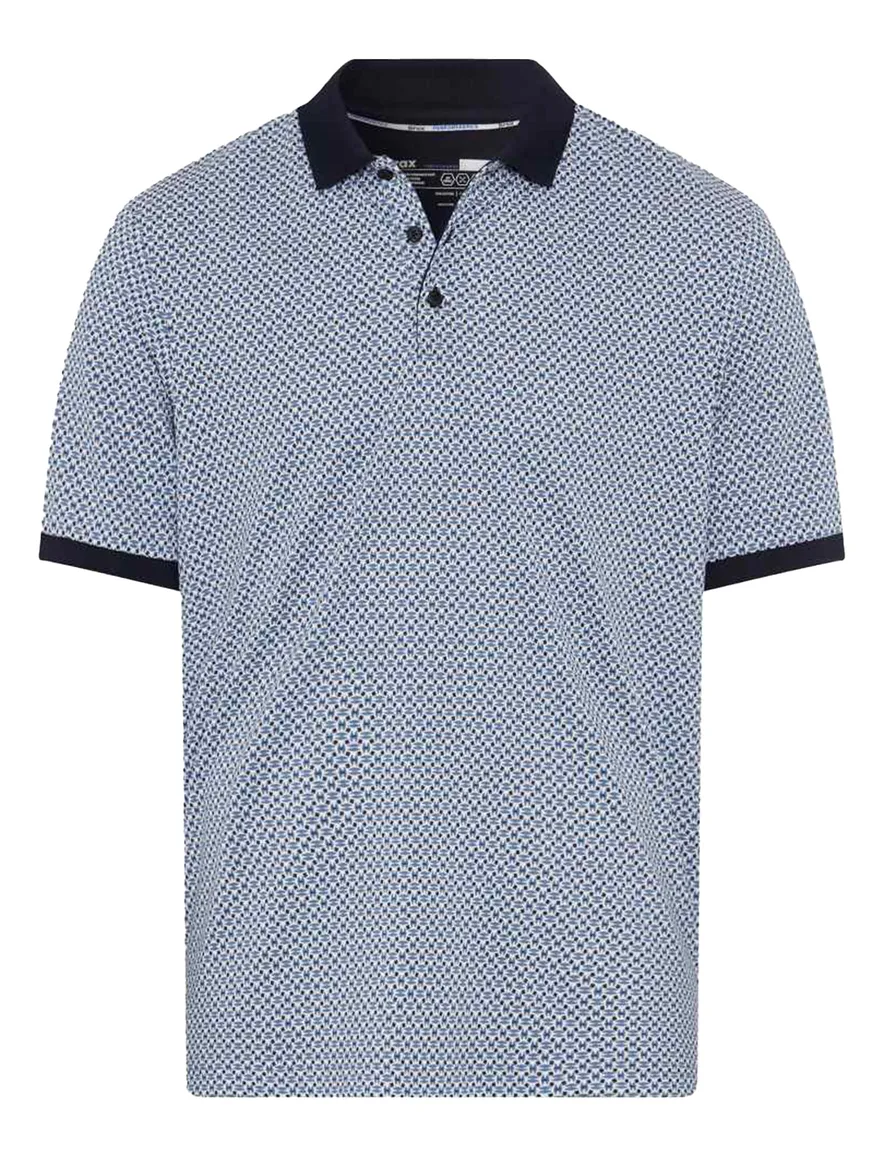 Brax polo blauw geprint katoen