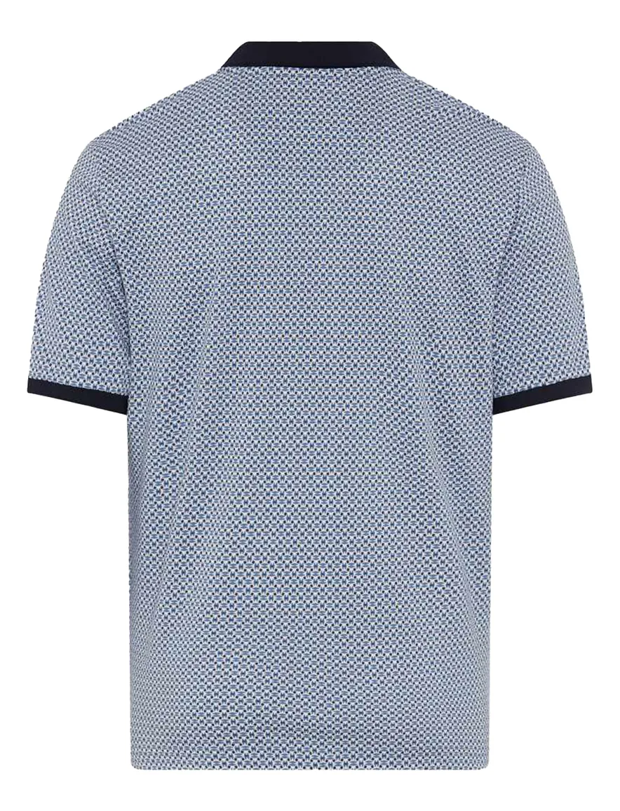 Brax polo blauw geprint katoen