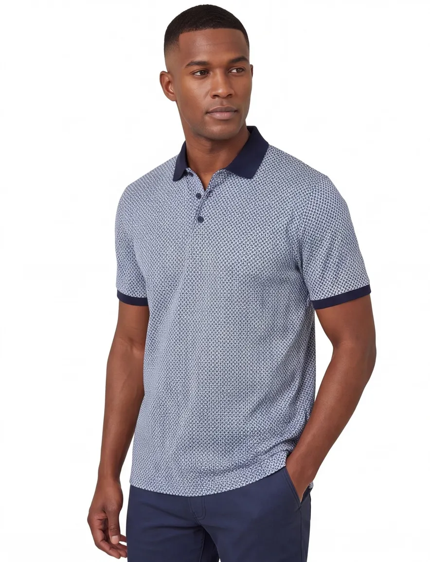Brax polo blauw geprint