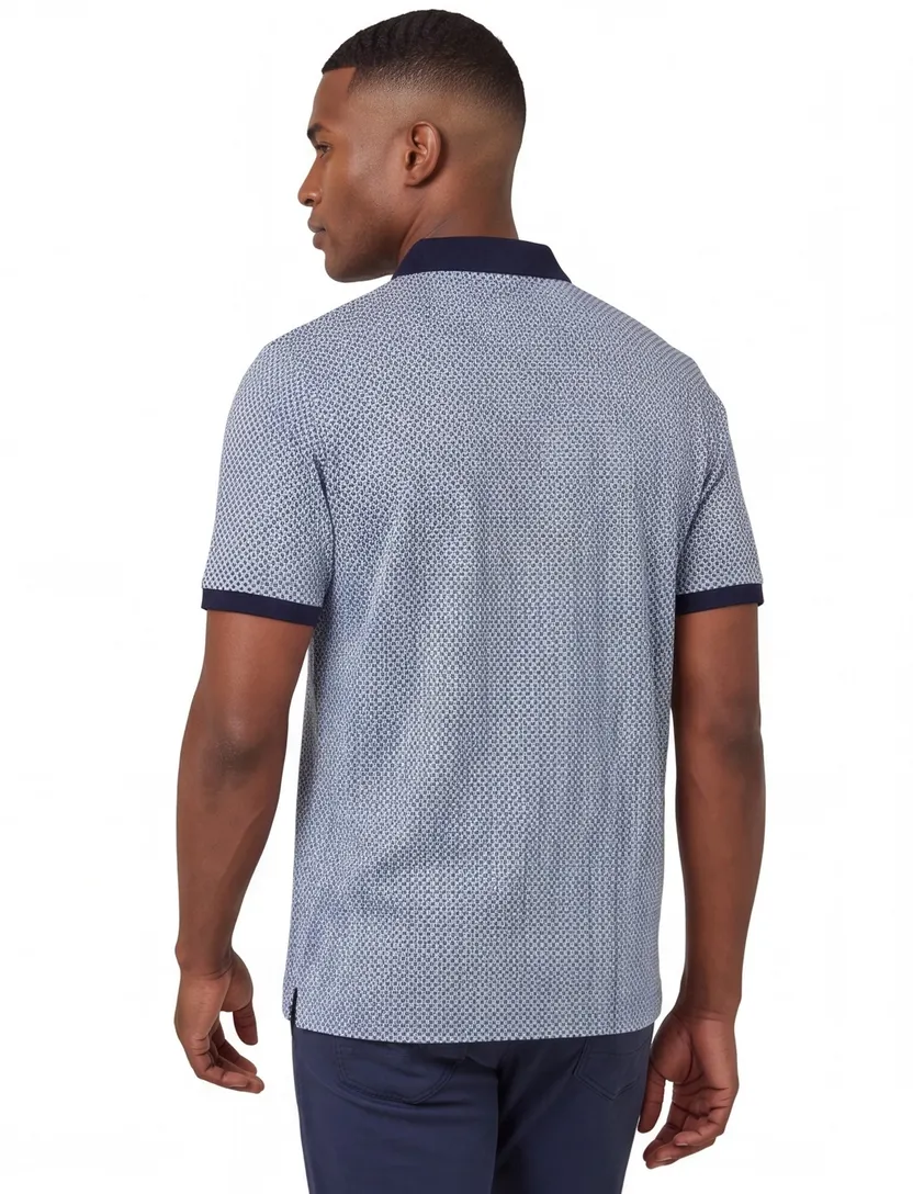Brax polo katoen blauw geprint