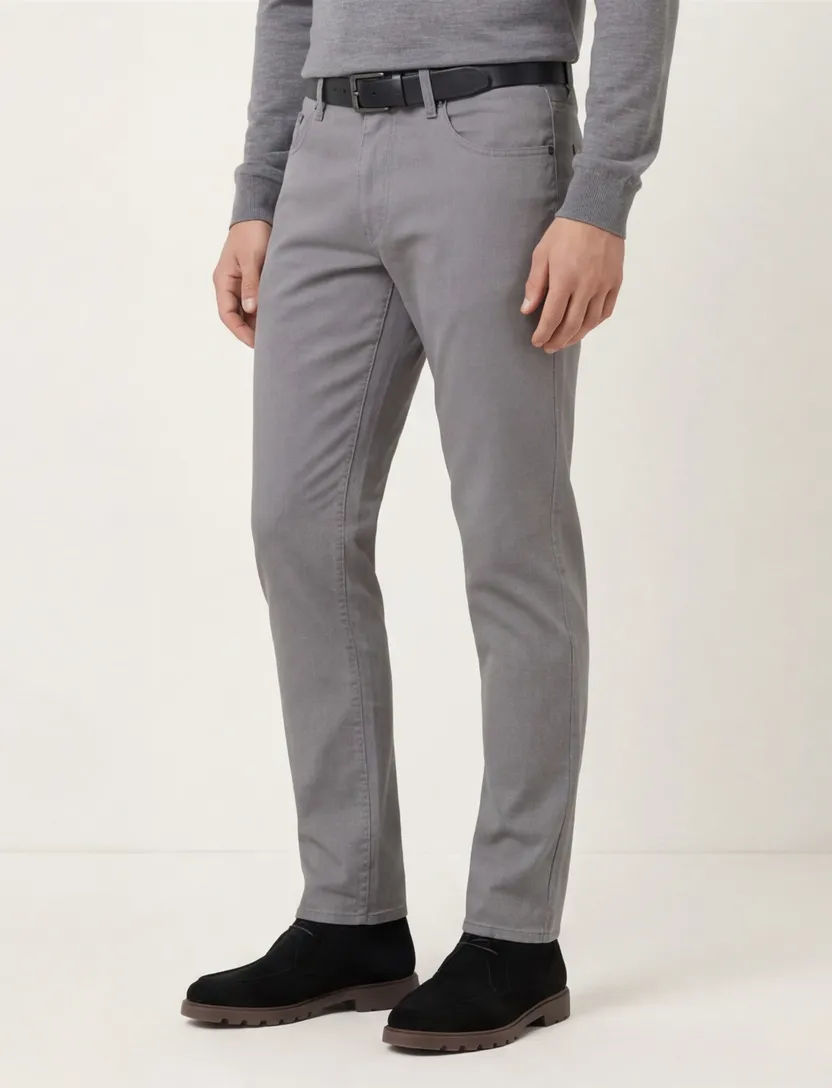 Brax Pantalon 5-p grijs katoen effen
