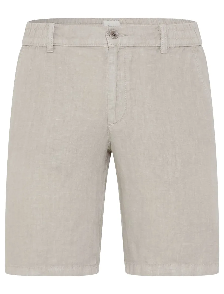 Brax bermuda beige linnen gemêleerd elastische band