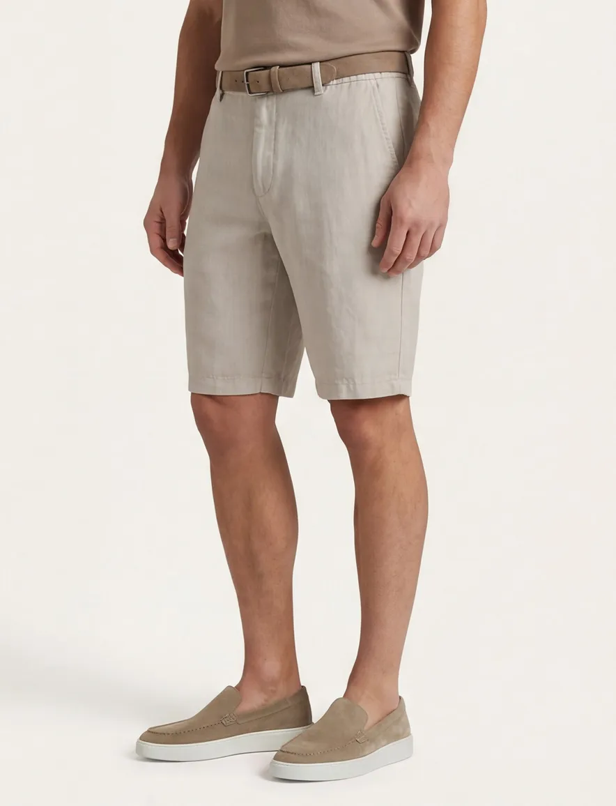 Brax bermuda beige linnen gemêleerd elastische band