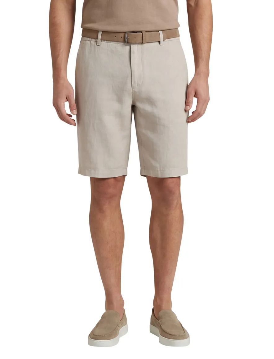 Brax bermuda beige linnen gemêleerd elastische band