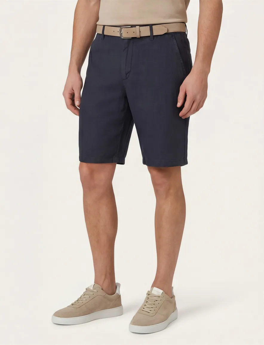 Brax korte broek donkerblauw linnen