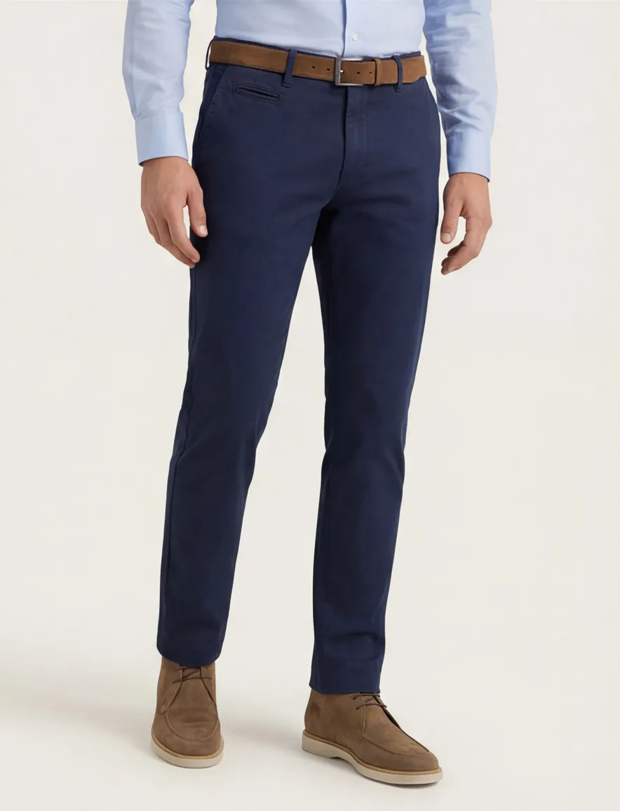 Brax pantalon Manhattan donkerblauw katoen chino
