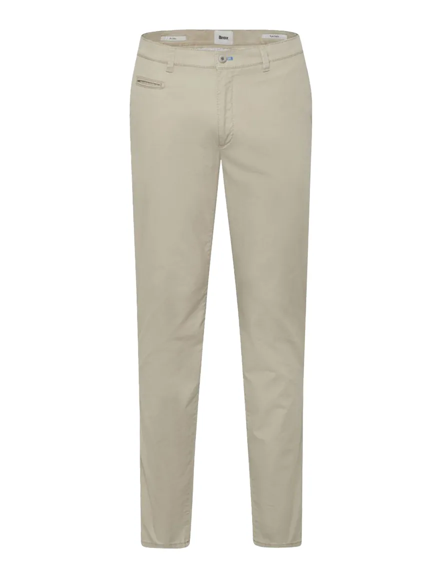 Brax katoenen pantalon beige effen