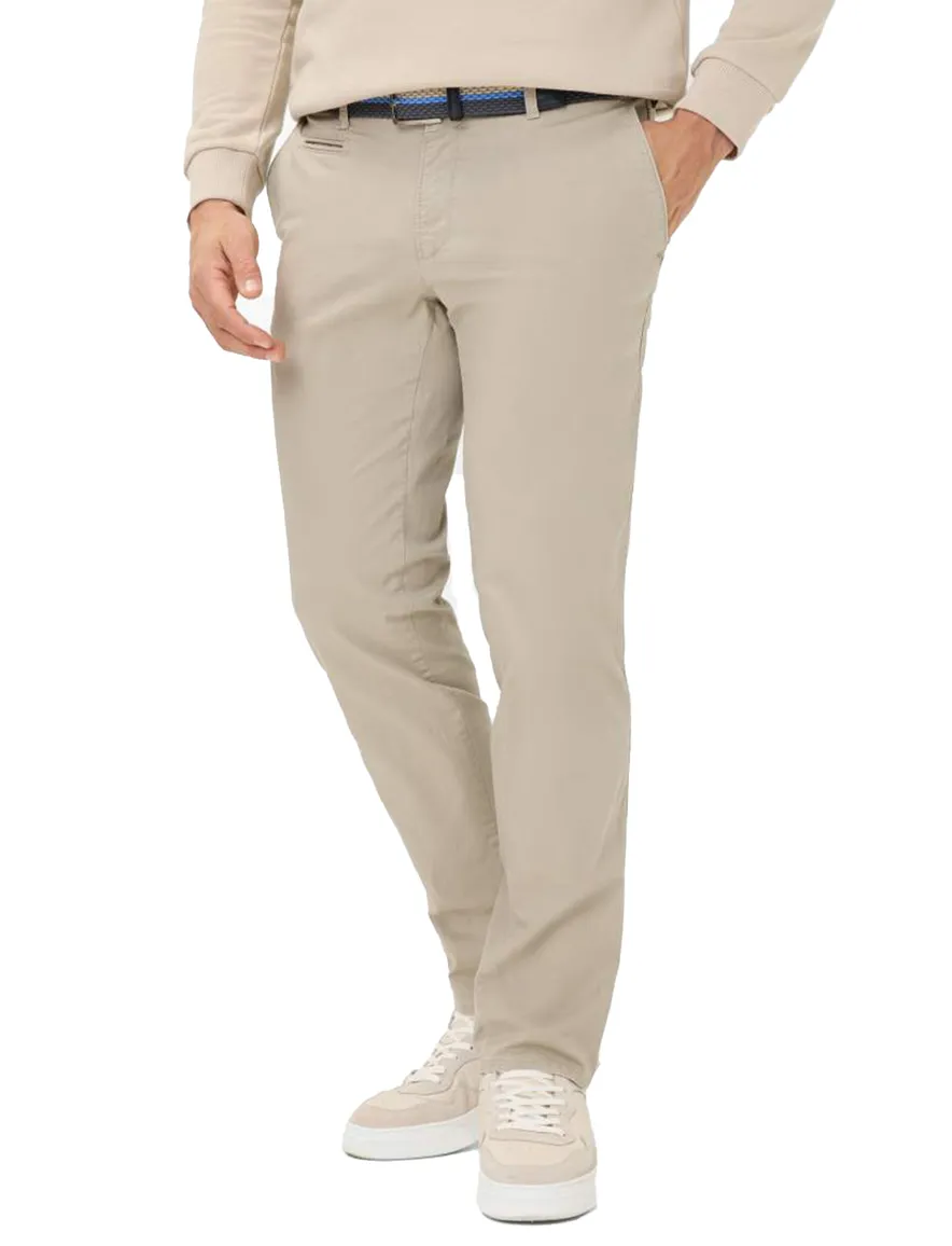 Brax katoenen pantalon beige effen
