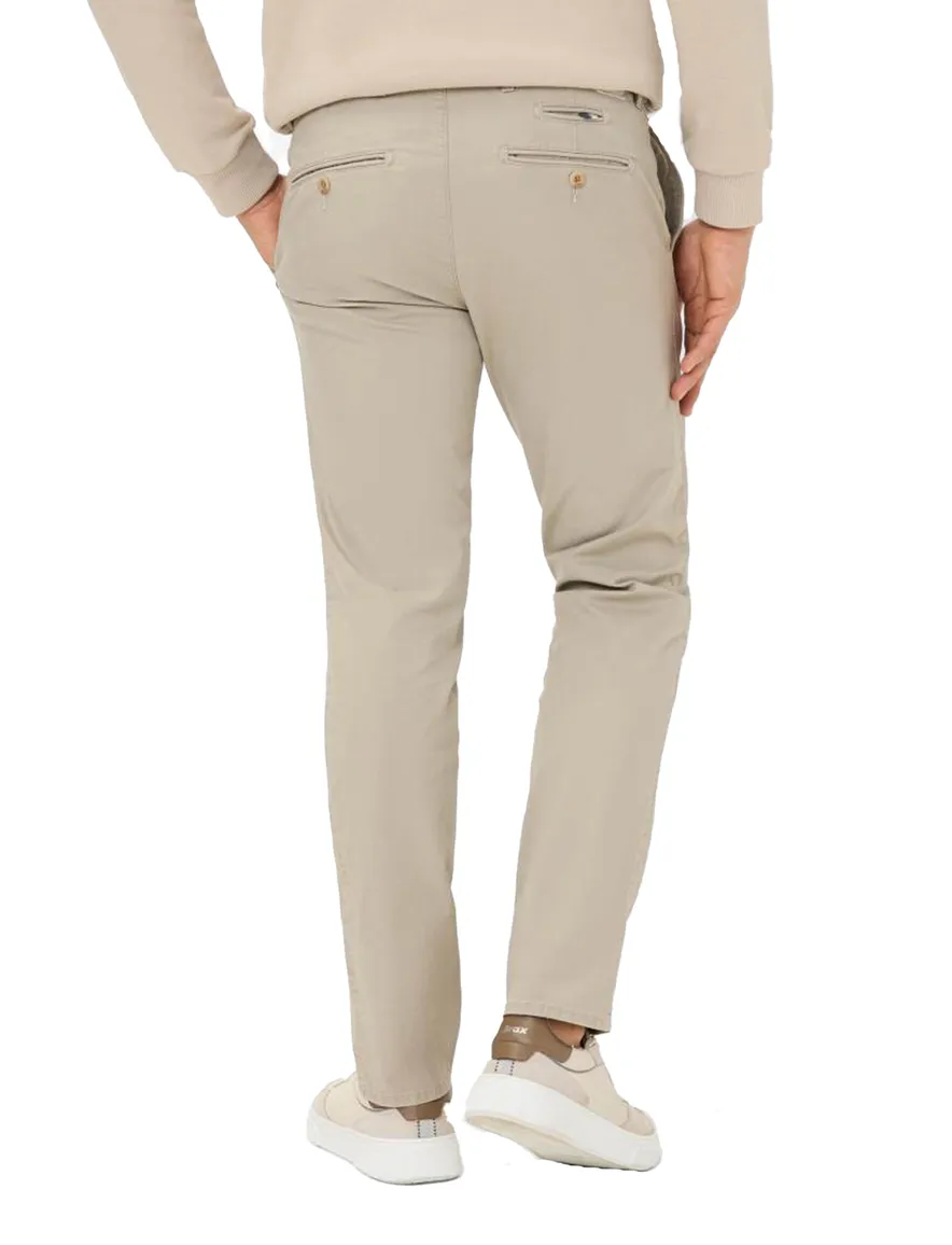 Brax katoenen pantalon beige effen