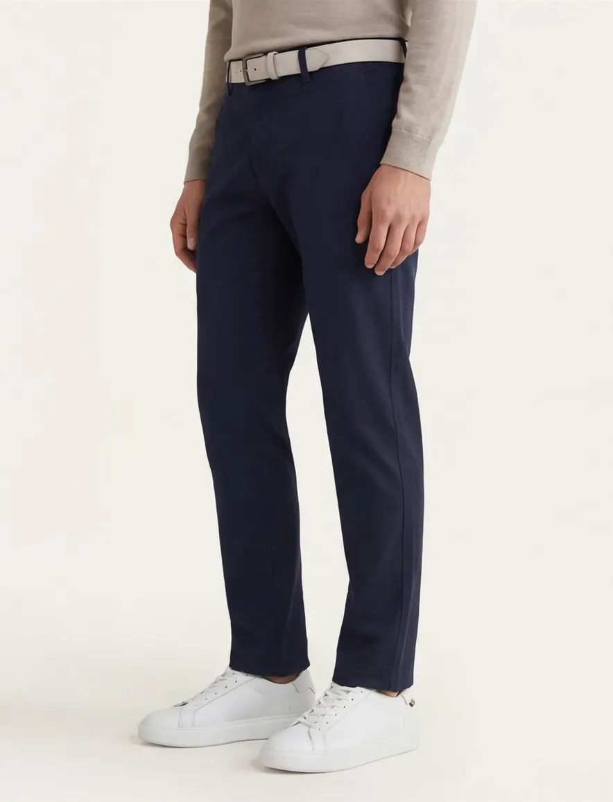 Brax Pantalon donkerblauw effen katoen