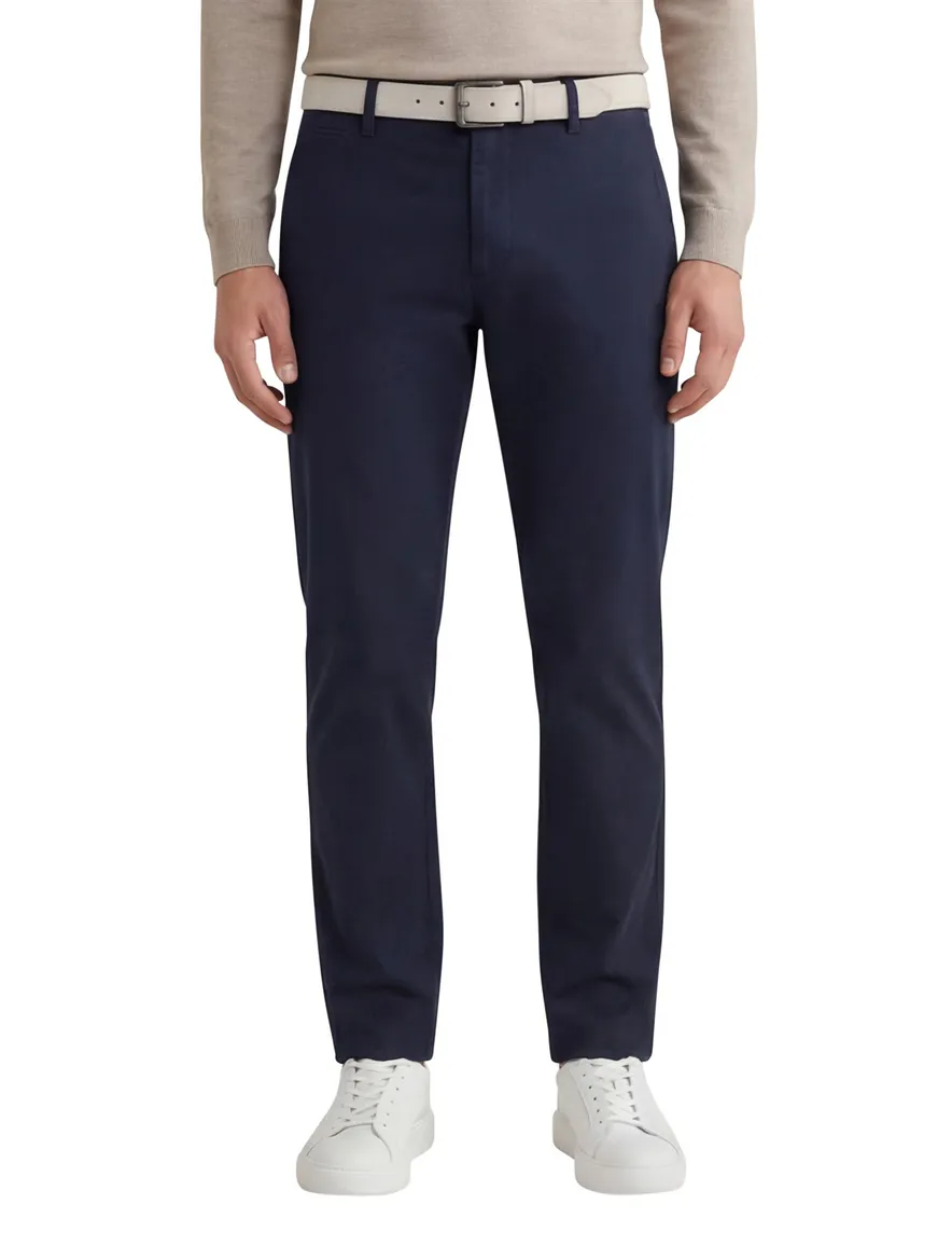 Brax Pantalon donkerblauw effen katoen