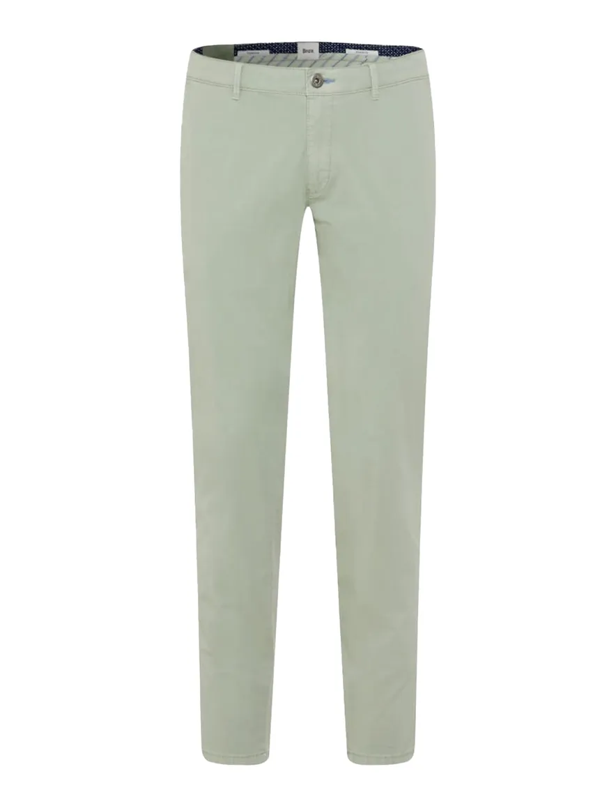 Brax Pantalon lichtgroen effen katoen