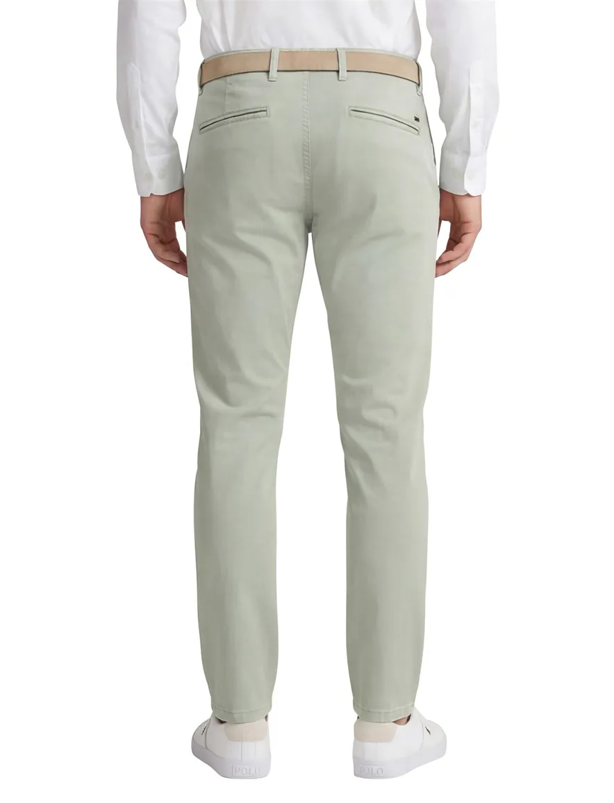 Brax Pantalon lichtgroen effen katoen