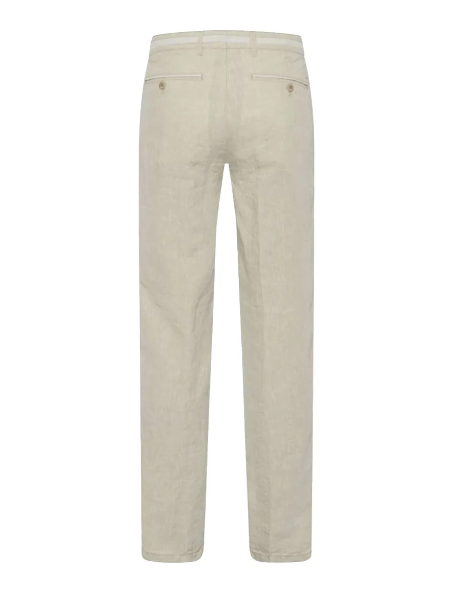 Brax Pantalon creme linnen effen flat front